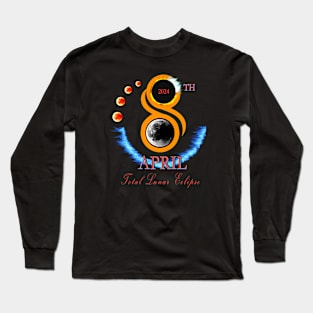 Total Eclipse 4 moons April 8 - 2024 Long Sleeve T-Shirt